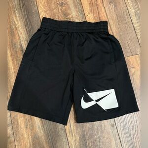{ nike } boys black shorts w logo
